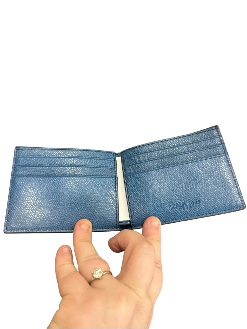 Michael Kors Men’s Light Blue Pebbled Leather Bifold Wallet